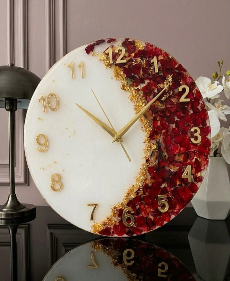 Royal Rose Gold Marble Resin Wall Clock